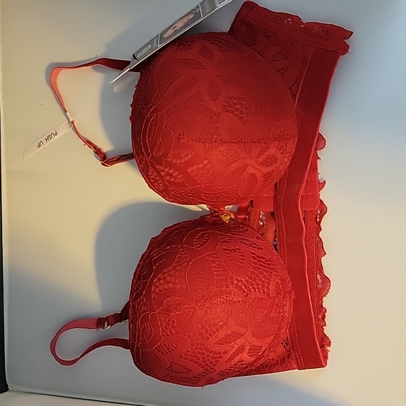 NWT Daisy Fuentes Red Lace Push-up Bra Size 36C - Picture 1 of 6